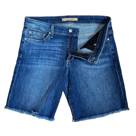 Joe’s Women’s Sz 29 Mid Rise Denim Shorts Bermuda Long Frayed Hem Stretch Jean - Picture 7 of 13